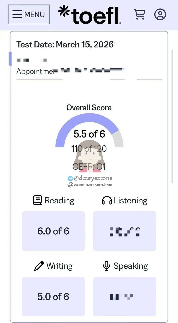 Screenshot der Chat-Protokolle für Betrug im TOEFL Erfolgsgeschichte #735