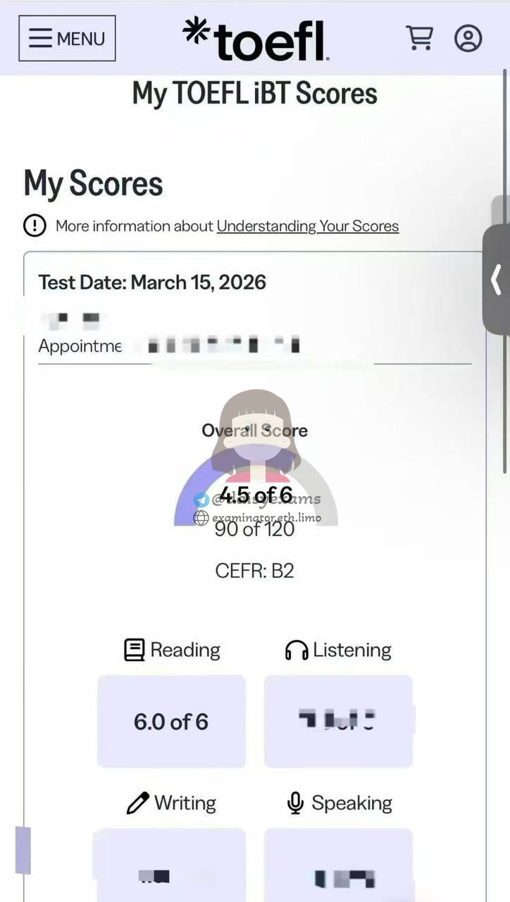 Screenshot der Chat-Protokolle für Betrug im TOEFL Erfolgsgeschichte #735