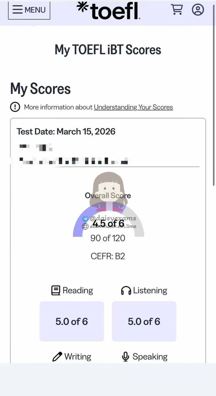 Screenshot der Chat-Protokolle für Betrug im TOEFL Erfolgsgeschichte #735