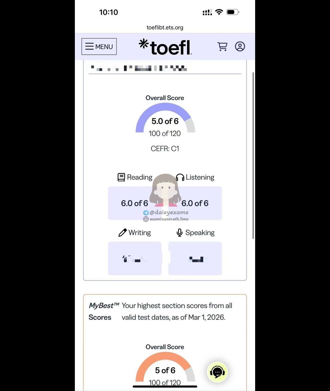 screenshot of chat logs for TOEFLでの不正行為 success story #726