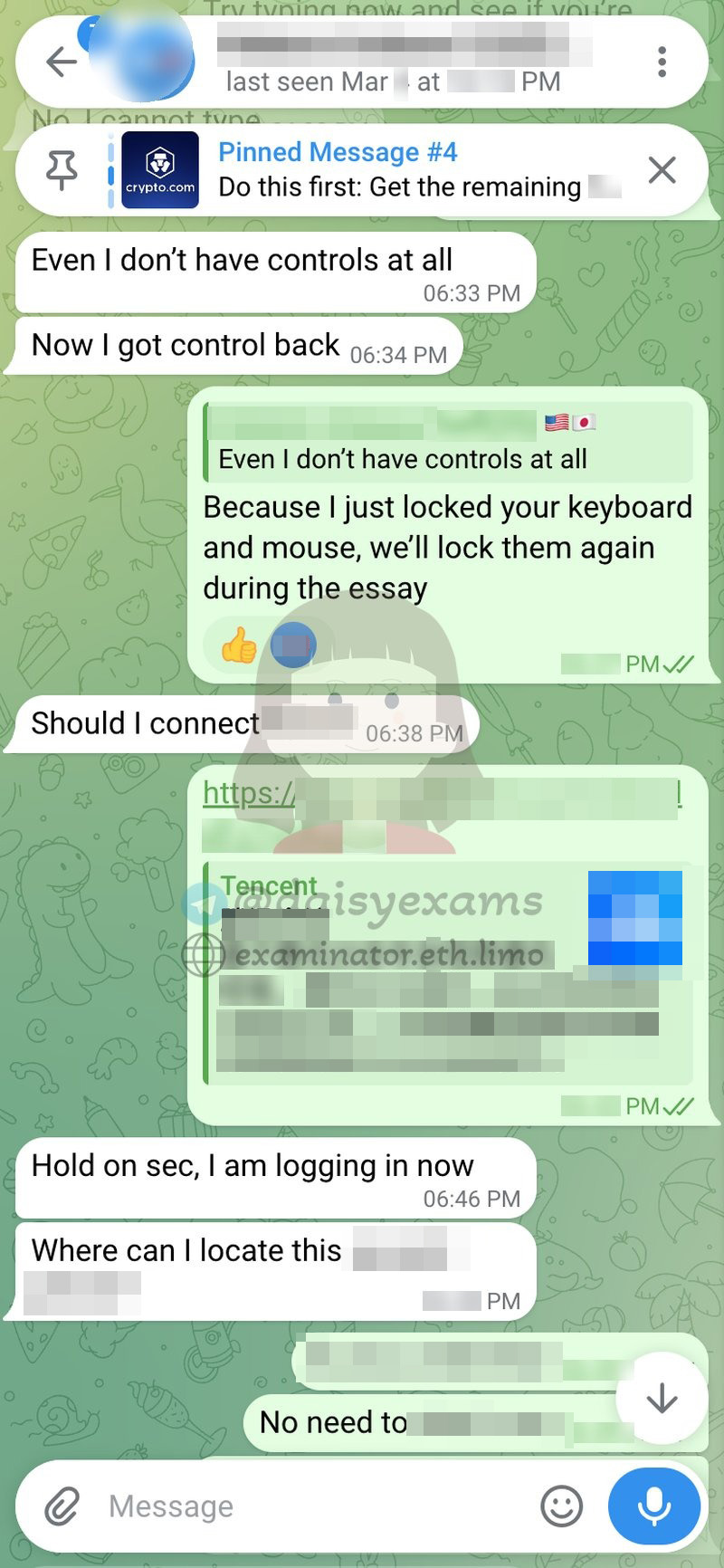 The test taker takes remote control of the computer to sit the exam