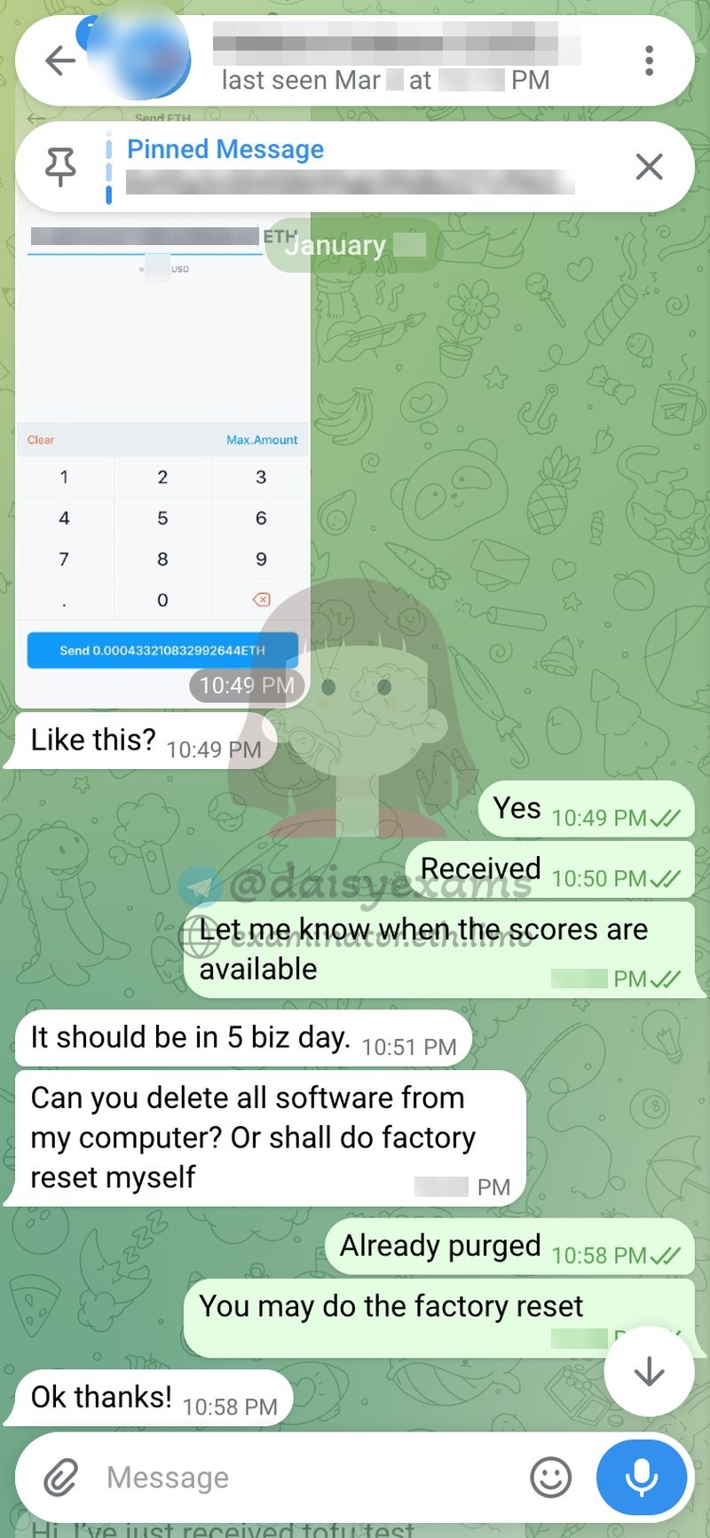 Confirming when official TOEFL scores are available (~4 days) and purging the software