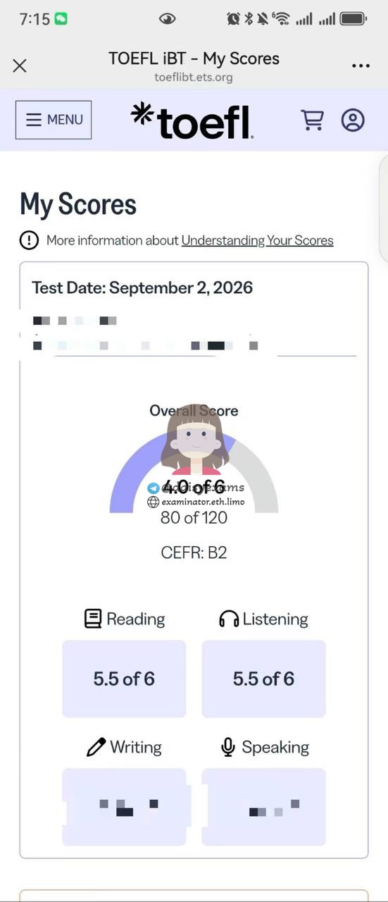 screenshot of chat logs for TOEFL Cheating success story #757