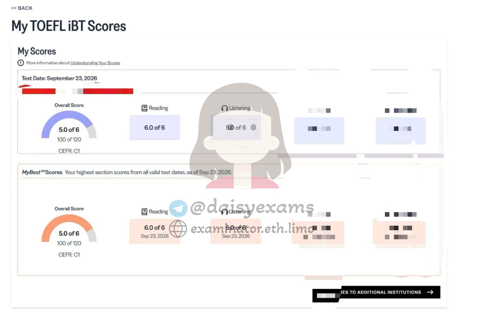 screenshot of chat logs for TOEFL Cheating success story #759
