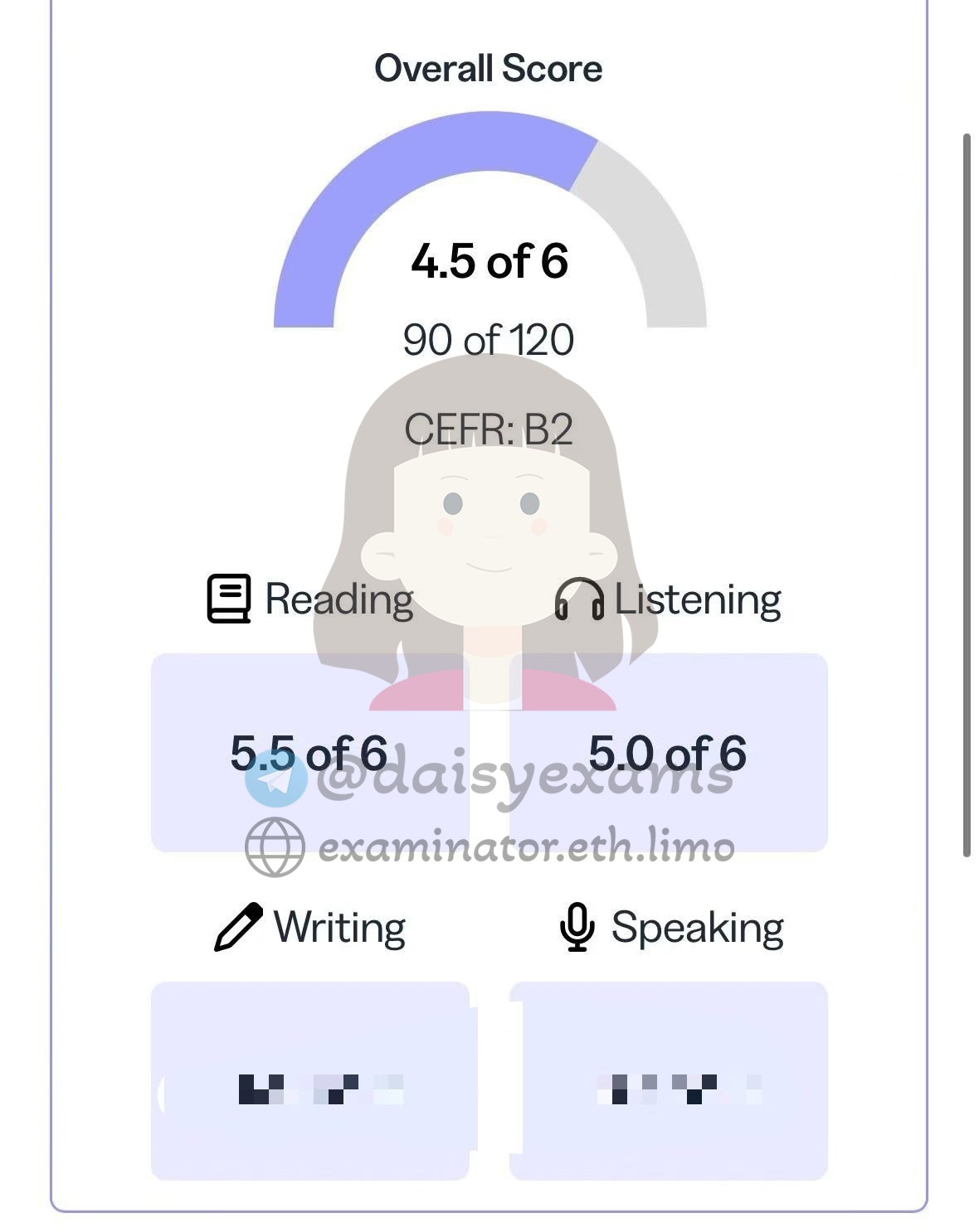 screenshot of chat logs for TOEFL Cheating success story #761