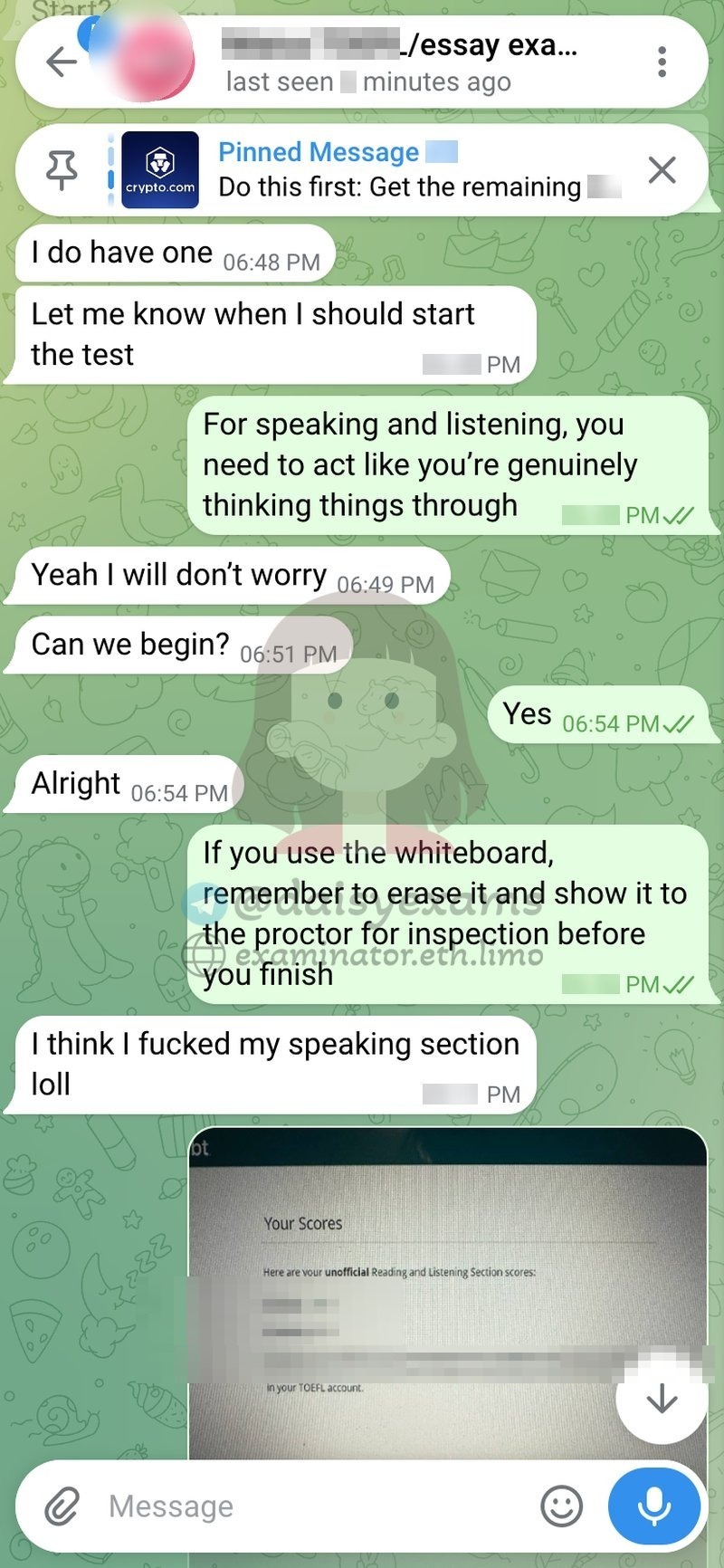 Client worried about the speaking section