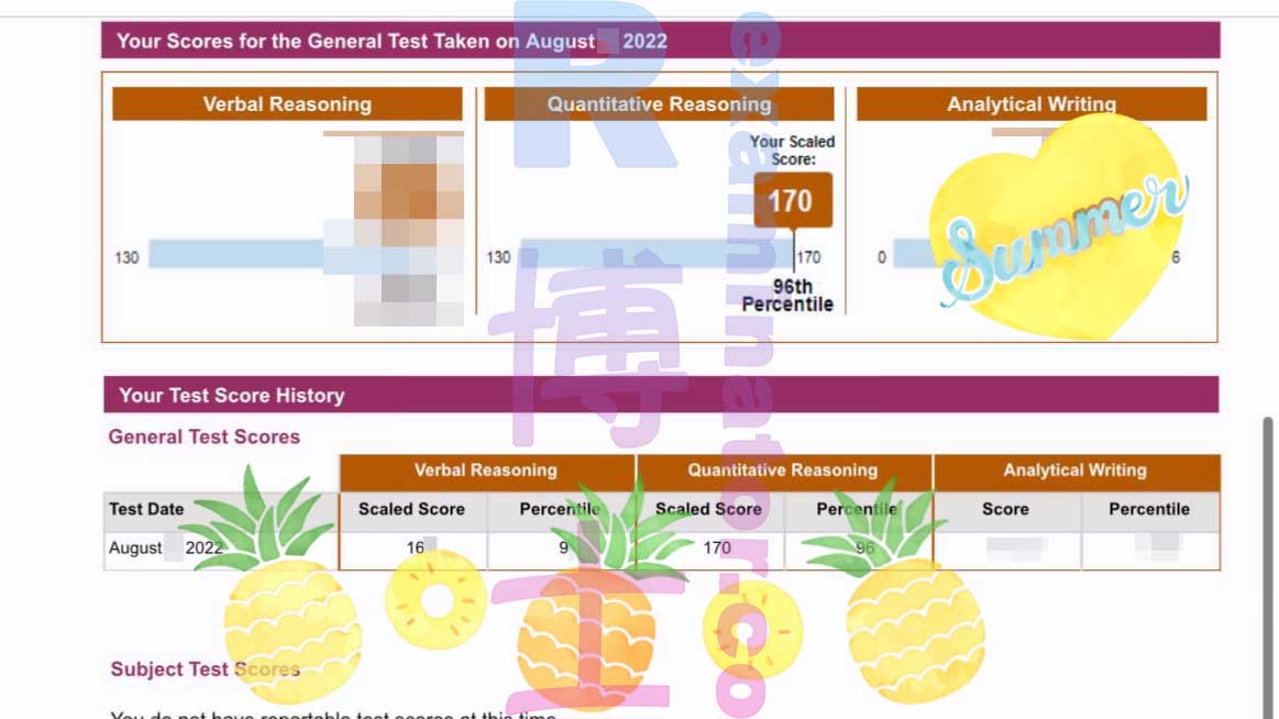 Punteggio ufficiale di oltre 330 nel GRE Test at Home!! Anche il cliente cinese sulla costa occidentale degli Stati Uniti🇺🇸 è soddisfatto del punteggio dell'elaborato😎
